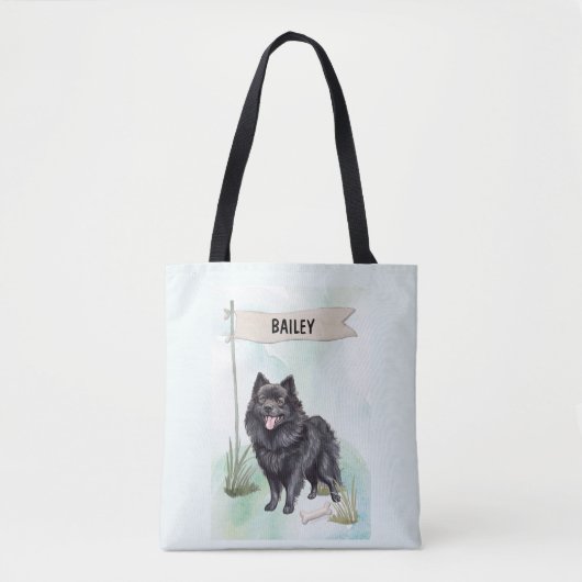 Schipperke Watercolor Personalized Dog Tasche (Vorderseite)