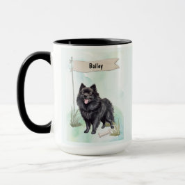 Schipperke Watercolor Personalized Dog Tasse