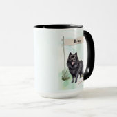 Schipperke Watercolor Personalized Dog Tasse (VorderseiteRechts)