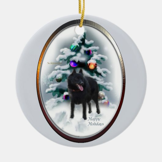 Schipperke Weihnachtsbaumschmuck Keramikornament (Vorne)