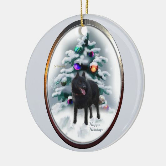 Schipperke Weihnachtsbaumschmuck Keramikornament (Links)