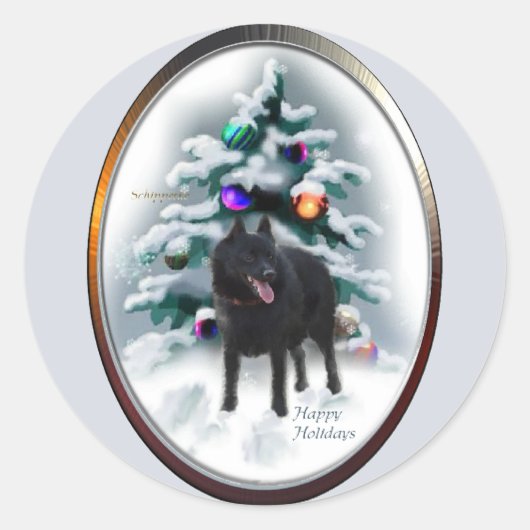 Schipperke Weihnachtsgeschenke Runder Aufkleber (Vorderseite)