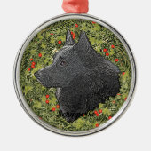 Schipperke Wreath Silbernes Ornament (Vorne)
