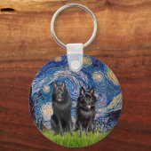 Schipperkes (zwei) - Starry Night Schlüsselanhänger (Vorderseite)
