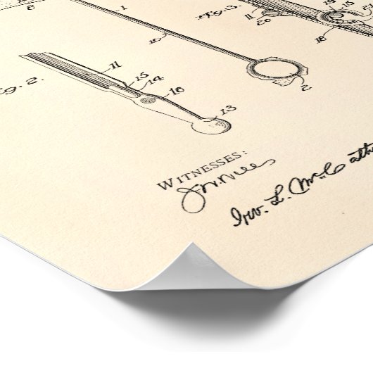 Schirm 1912 Patent Art Old Peper Poster (Ecke)