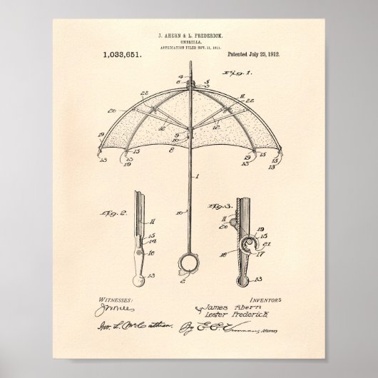 Schirm 1912 Patent Art Old Peper Poster (Vorne)