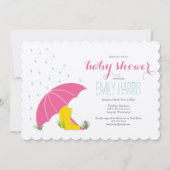 Schirm & Boots Babydusche Einladung (Vorderseite)