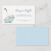 Schirm mit Blume Boy Diaper Raffle Ticket Begleitkarte (Vorne/Hinten)