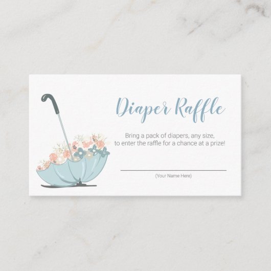 Schirm mit Blume Boy Diaper Raffle Ticket Begleitkarte (Vorderseite)