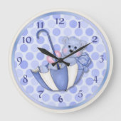 Schirmbären Blau - Anpassen Große Wanduhr (Vorderseite)