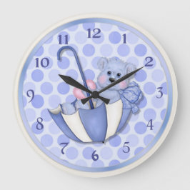 Schirmbären Blau - Anpassen Große Wanduhr