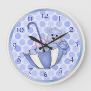 Schirmbären Blau - Anpassen Große Wanduhr