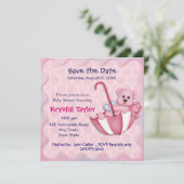 Schirmbären Pink - Einladung (Stehend Vorderseite)