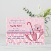 Schirmbären Pink - Einladung (Stehend Vorderseite)