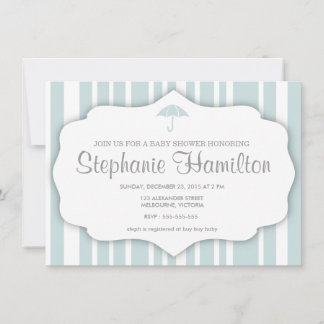 Schirmdusche mit blauen Streifen Einladung