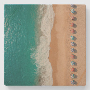Schirme Strand Tropischer Ozean Steinuntersetzer