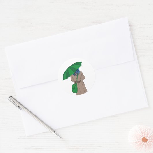 Schirmmädchen Runder Aufkleber (Umschlag)