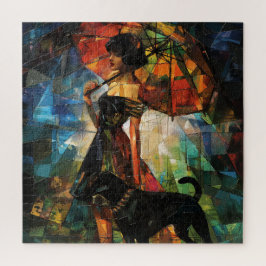 Schirmweibchen mit Hund Puzzle