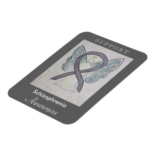 Schizophrenie Awareness Ribbon Angel Custom Magnet (Linke Seite)