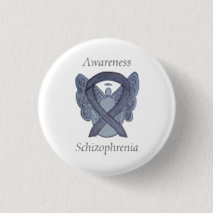 Schizophrenie Bewusstsein Ribbon Angel Custom Butt Button