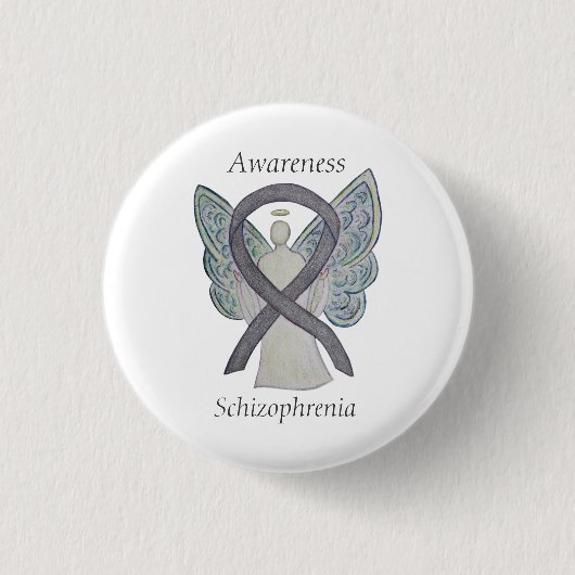 Schizophrenie Bewusstsein Ribbon Angel Custom Butt Button (Vorderseite)