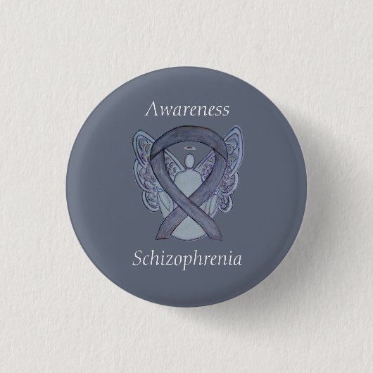 Schizophrenie Bewusstsein Ribbon Angel Custom Butt Button (Vorderseite)