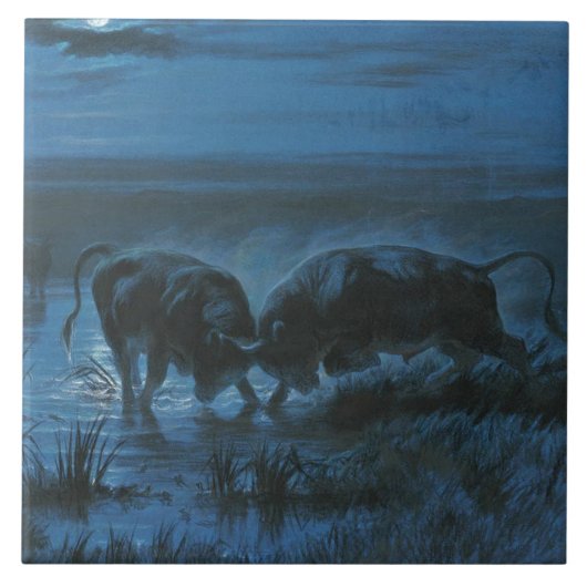 Schlacht am Mondlicht (Wasser-Buffalo-Kampf) Fliese (Vorderseite)