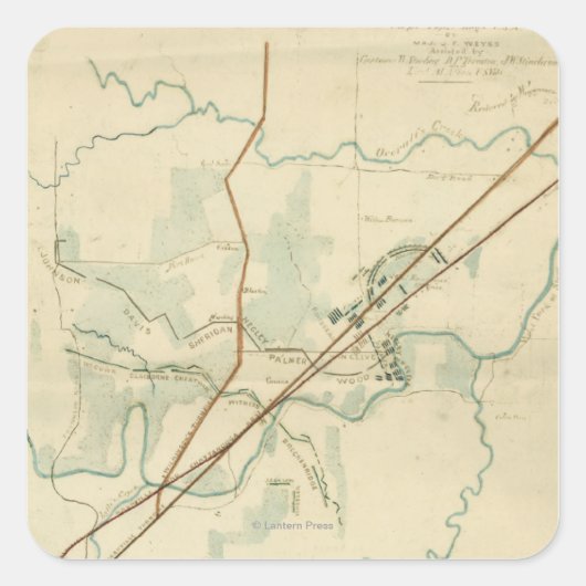 Schlacht am Stones River - Panoramablick aus dem Z Quadratischer Aufkleber (Vorderseite)