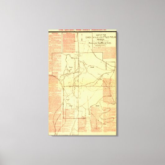 Schlacht bei Chickamauga - Panoramabalkarte des Zi Leinwanddruck (Vorderseite)