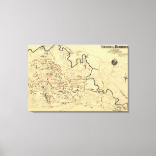 Schlacht bei Chickamauga - Panoramabalkarte des Zi Leinwanddruck