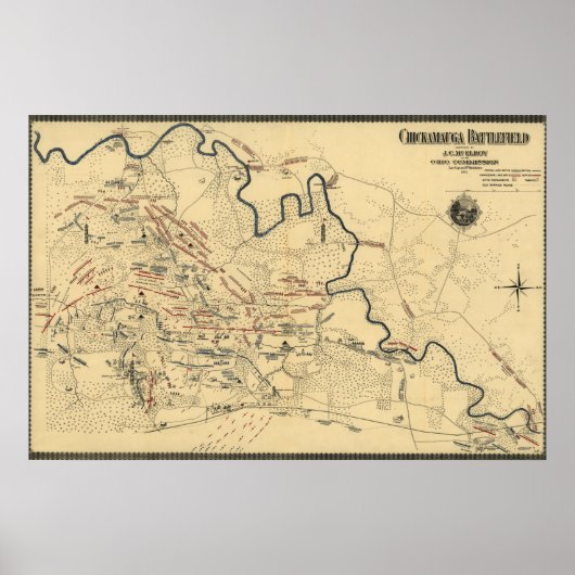Schlacht bei Chickamauga - Panoramabalkarte des Zi Poster (Vorne)