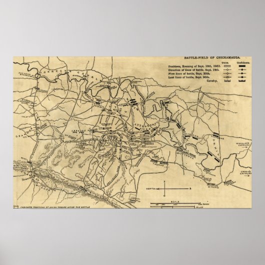 Schlacht bei Chickamauga - Panoramabalkarte des Zi Poster (Vorne)