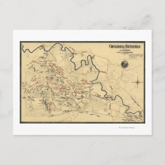 Schlacht bei Chickamauga - Panoramabalkarte des Zi Postkarte (Vorderseite)