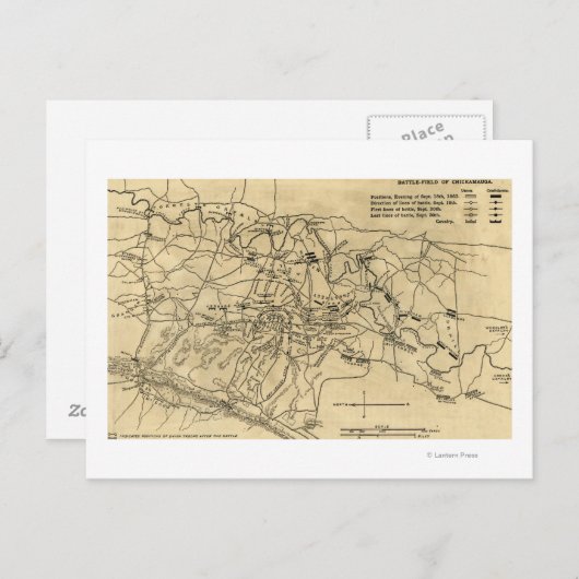 Schlacht bei Chickamauga - Panoramabalkarte des Zi Postkarte (Vorne/Hinten)