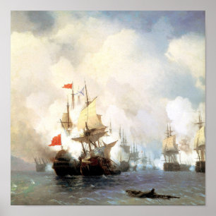 Schlacht bei Chios, Ivan Aivazovsky Poster