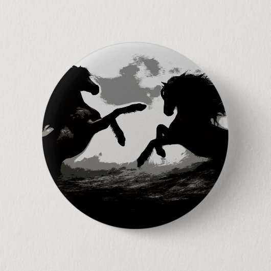 Schlacht bei den Pferden - Pferde Kunst Button (Vorderseite)