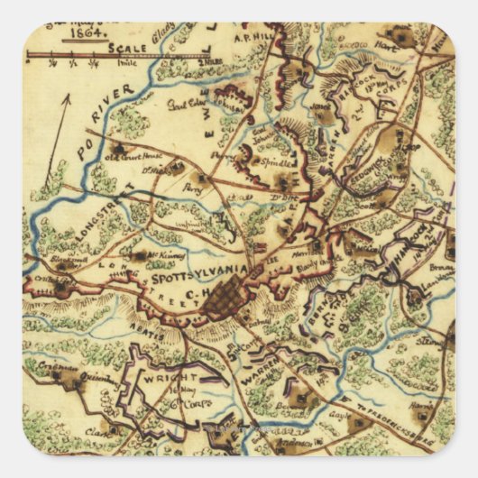 Schlacht beim Hofhaus Spotsylvania Quadratischer Aufkleber (Vorderseite)