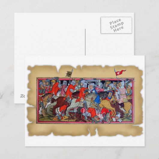 Schlacht im Mittelalter Postkarte (Vorne/Hinten)