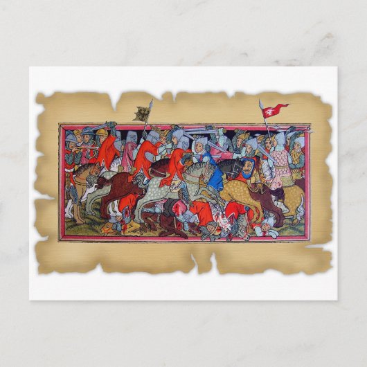 Schlacht im Mittelalter Postkarte (Vorderseite)