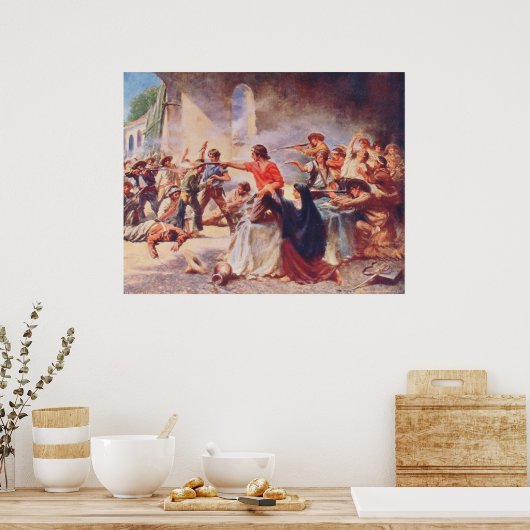 Schlacht um Alamo von Percy Moran Poster (Küche)