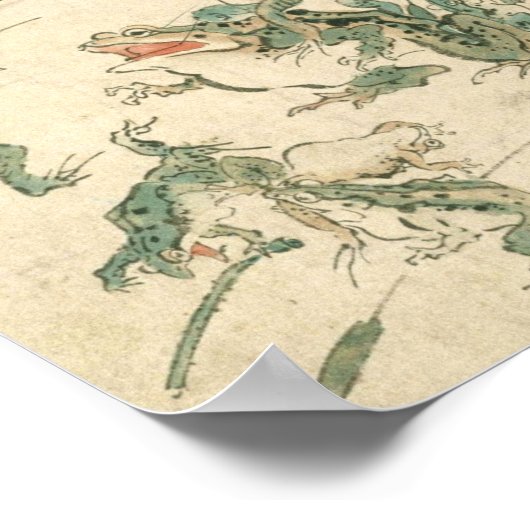 Schlacht um die Frösche - Kawanabe Kyosai Poster (Ecke)