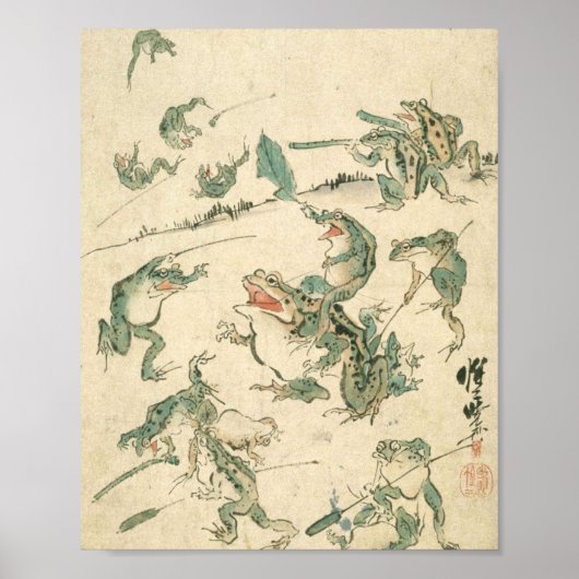 Schlacht um die Frösche - Kawanabe Kyosai Poster (Vorne)