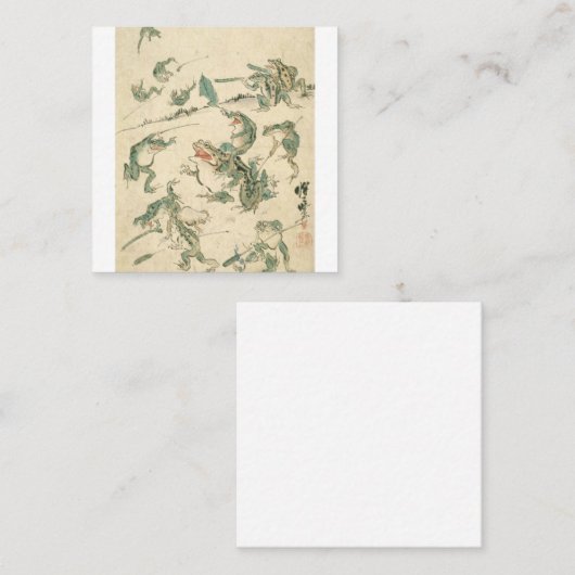 Schlacht um die Frösche - Kawanabe Kyosai Quadratische Visitenkarte (Vorne/Hinten)