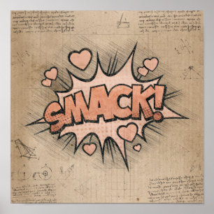 SCHLACHT! Vintages Comic Buch Steampunk Pop Kunst Poster