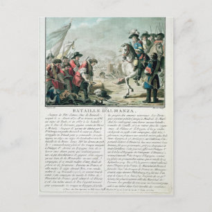 Schlacht von Almansa, 25. April 1707, graviert von Postkarte
