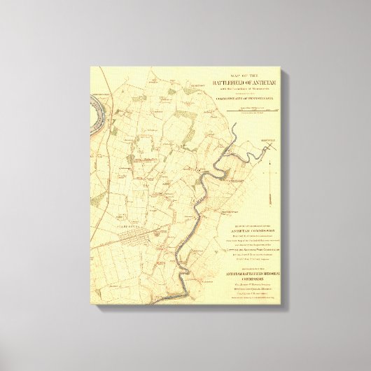 Schlacht von Antietam - Panoramabalkarte des Zivil Leinwanddruck (Vorderseite)