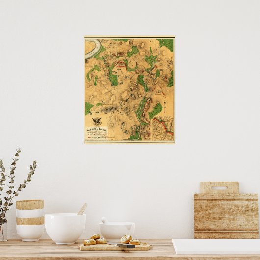 Schlacht von Antietam - Panoramabalkarte Ziviler K Poster (Küche)