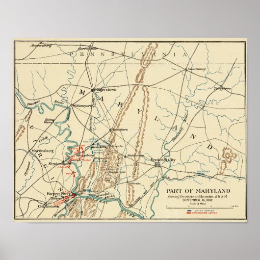 Schlacht von Antietam - Panoramaparte Ziviler Krie Poster (Vorne)