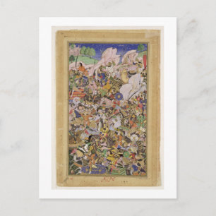 Schlacht von Bundi, aus Akbarnama, c.1590 (Gouac Postkarte