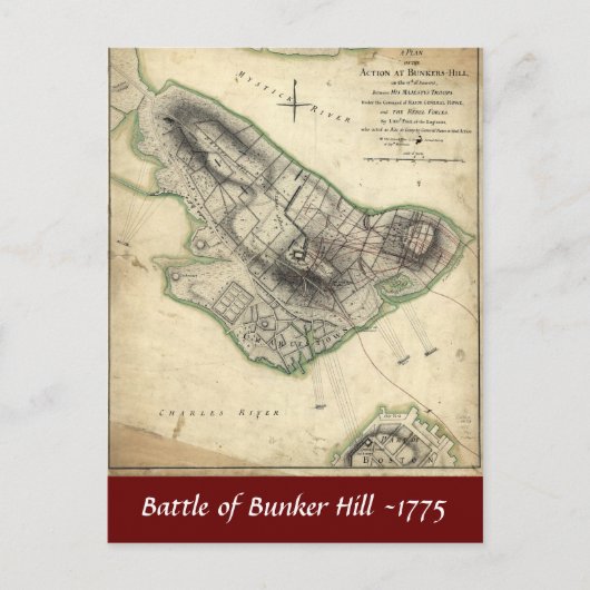 Schlacht von Bunker Hill -1775 Postkarte (Vorderseite)